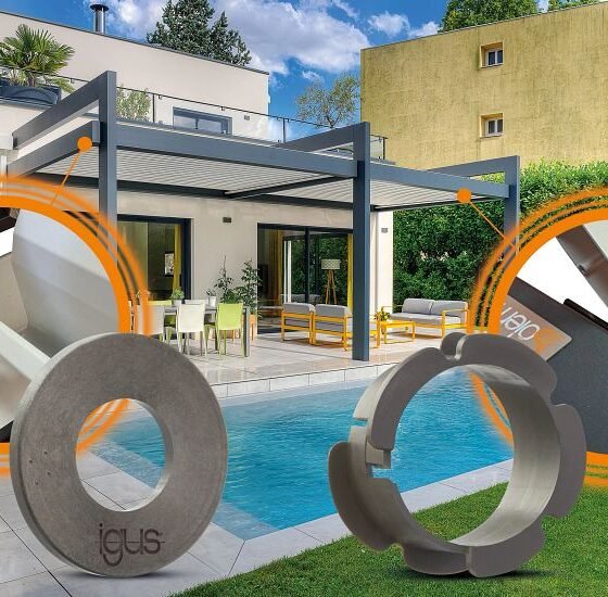 Sunilux Solembra motorised pergola with iglidur polymer bearings from igus