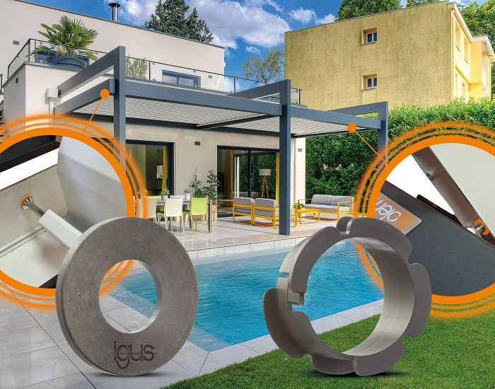 Sunilux Solembra motorised pergola with iglidur polymer bearings from igus