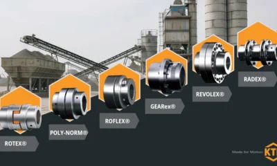 KTR ROTEX, POLY-NORM, ROFLEX, GEARex, REVOLEX and RADEX couplings in front of a cement and concrete plant
