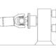 Large RINGSPANN Kempf cardan shaft transmitting drive power to rolls processing steel slabs in a rolling mill